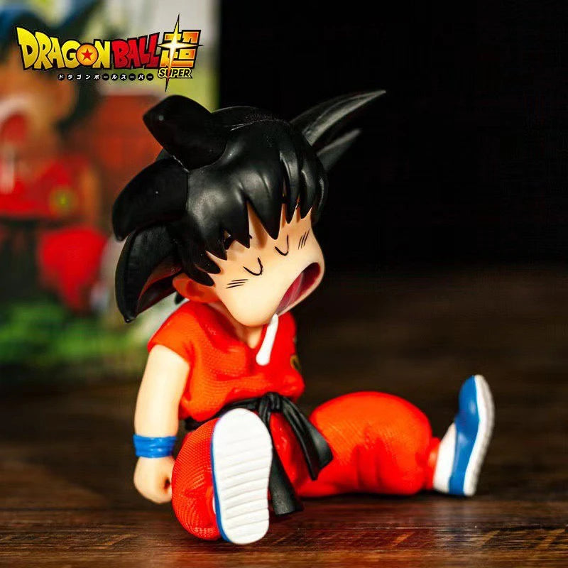 10cm Dragon Ball Z Anime Pvc Auto Accessories Sitting Posture Sleep Son Goku Model Toys Gifts Action Figures Anime Figure