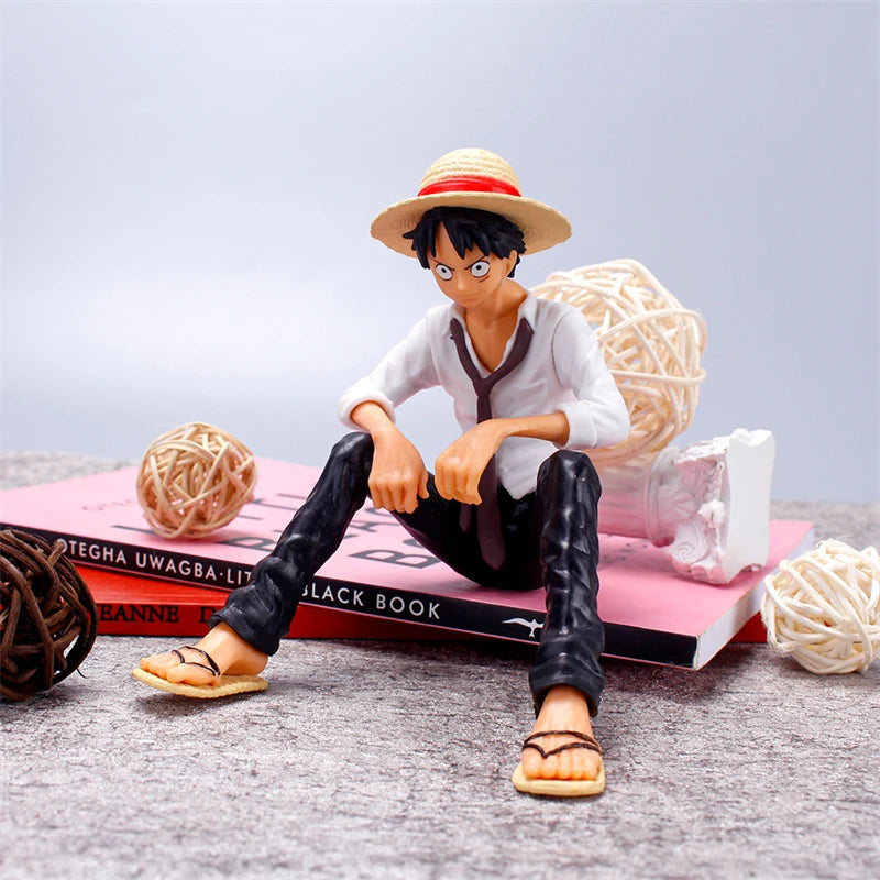 12cm One Piece Anime Figure Luffy Sitting Position Action Figure PVC Model Collection Statue Figurine Doll Toy For Birthday Gift